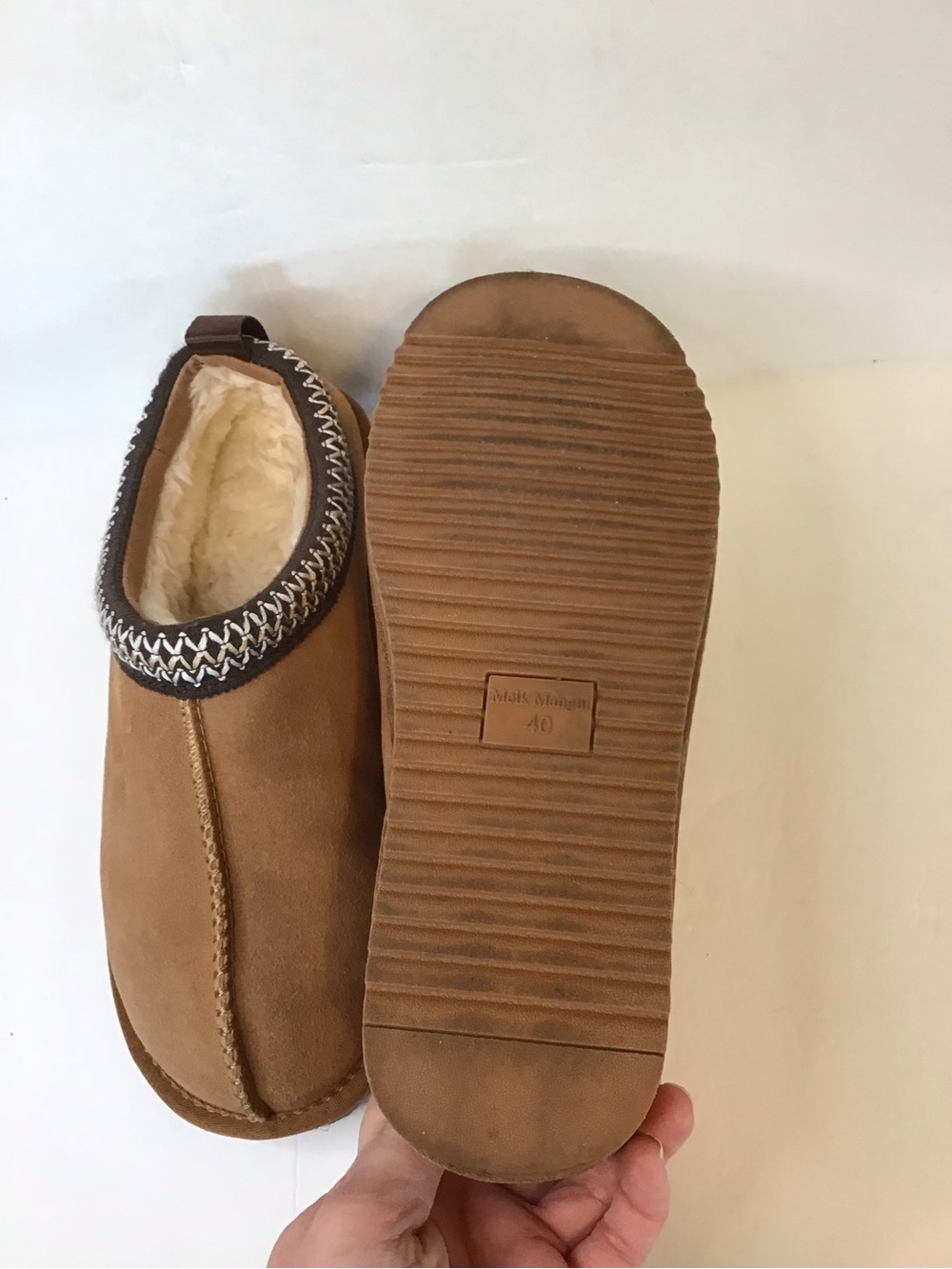 Women’s Cognac Suede Cozy Slip-On Shearling Lined Mule Slippers 40 - Picture 8 of 8